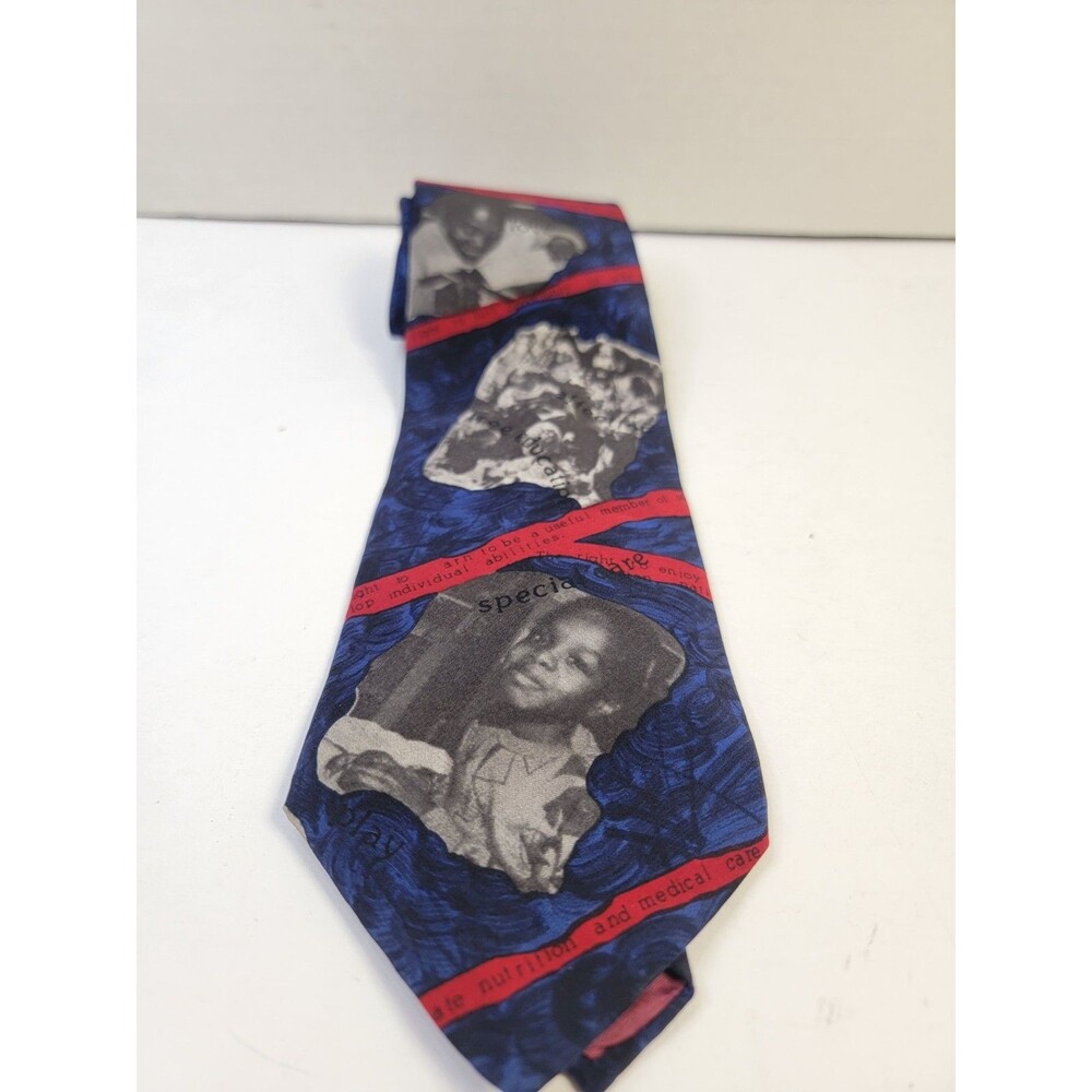 Save the Children Rights of the Child Necktie Blue Red Humanitarian Novelty Tie